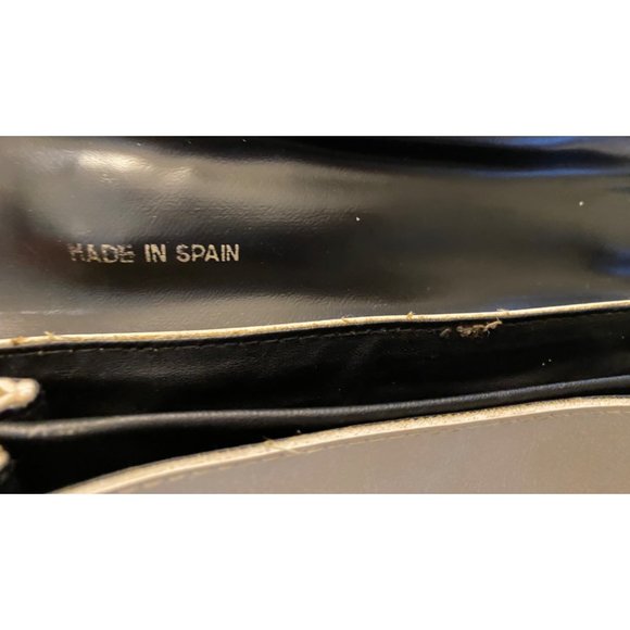 VTG Mini Top Handle Spanish Leather Bag Purse Tote Metal Hardware Made in Spain - Picture 3 of 16